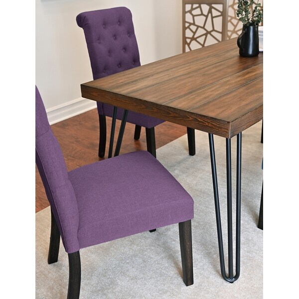 Mid-Century Rectangular Ashford 7-Piece Dining Set, Purple - Bed