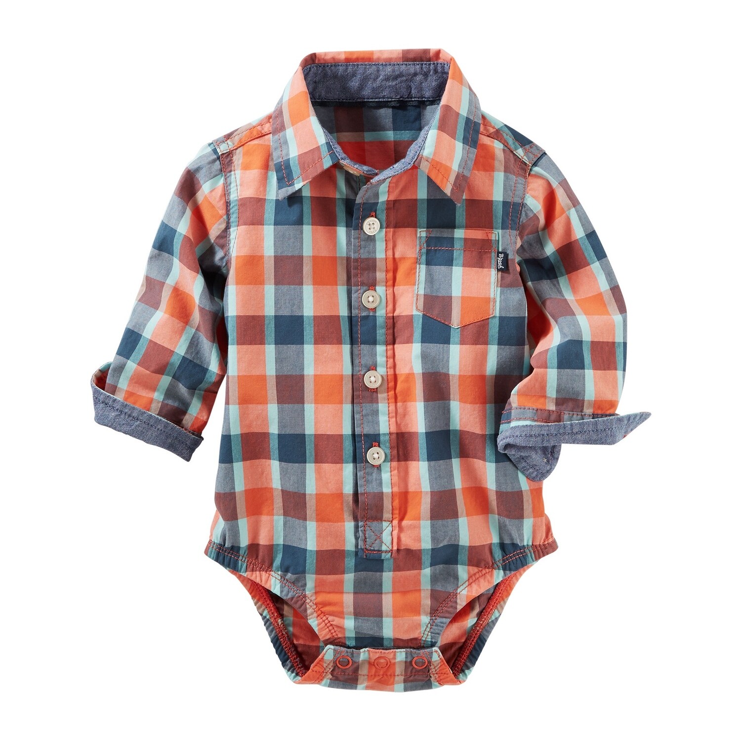 Oshkosh B Gosh Baby Boys Plaid Button Front Poplin Bodysuit 24 Months Overstock 21024355