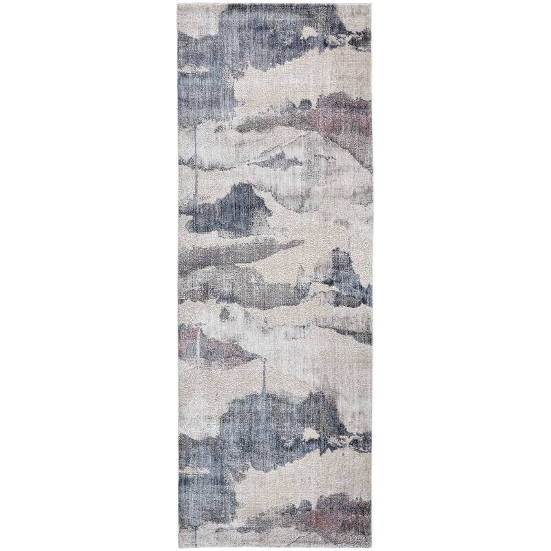 Abstract Watercolor Transitional Industrial Rug