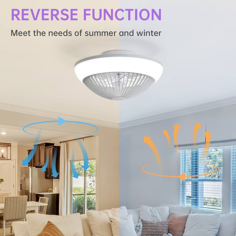 15"/19''/20"/42" RGB Color Dimmable LED Ceiling Fan with APP & Remote Control 6 Wind Speed, with Bluetooth Speaker Optional