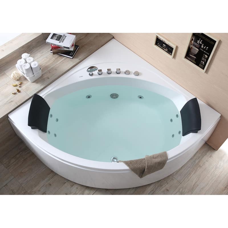 EAGO AM200 5-foot Rounded Modern Double-seat Corner Whirlpool Bathtub