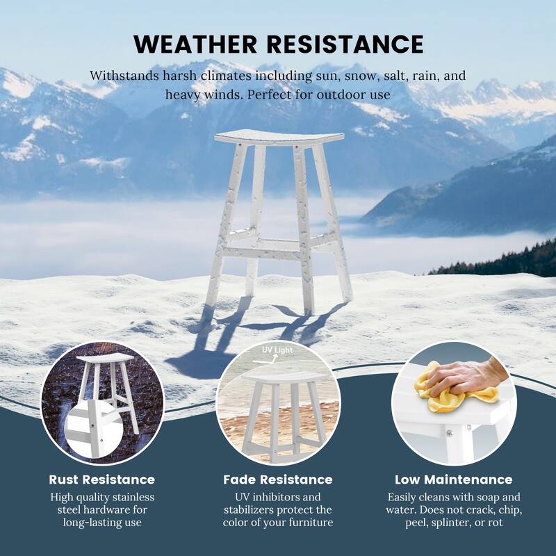 Laguna Hdpe All Weather Outdoor Patio 29" Saddle Seat Bar Stool (Set Of 3)