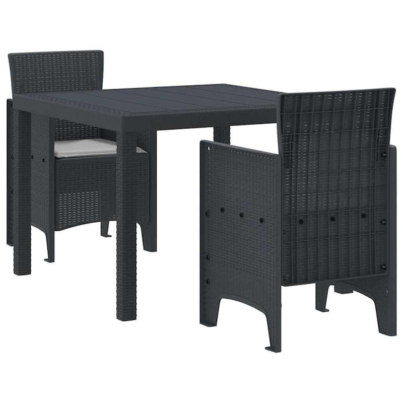 vidaXL Garden Dining Set 3/5 pcs Anthracite/Brown Polt rattan - 100 x 100 x 73 cm
