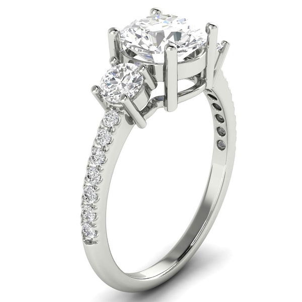 1.50 CT Three-Stone Round Cut Diamond Ring 1.00 CT Center in 14KT. Opens flyout.