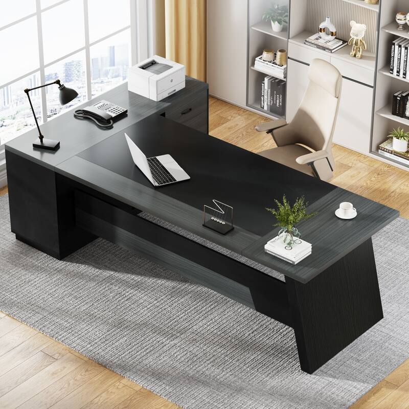 L-shaped Executive Computer Desk with Drawers for Office