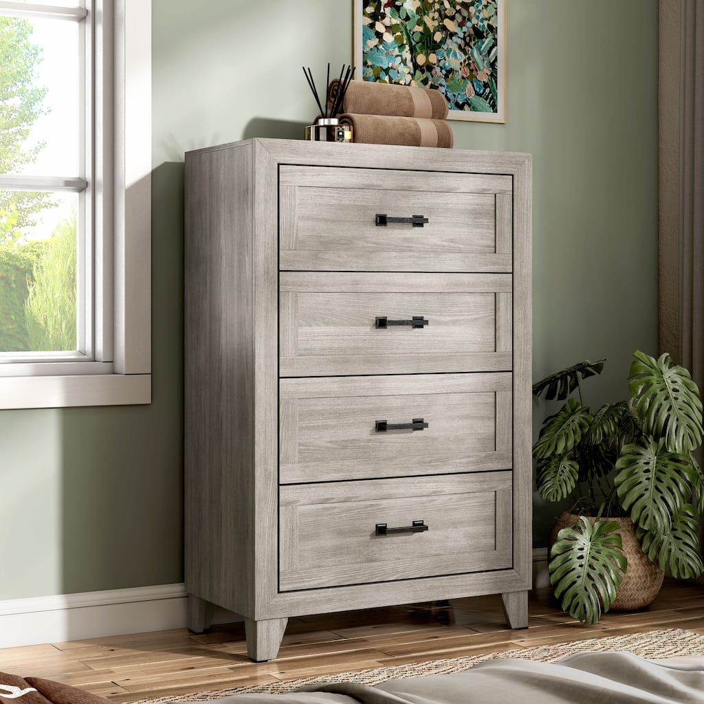 Furniture of America Holland Washed White Melamine Top 4-Drawer Chest