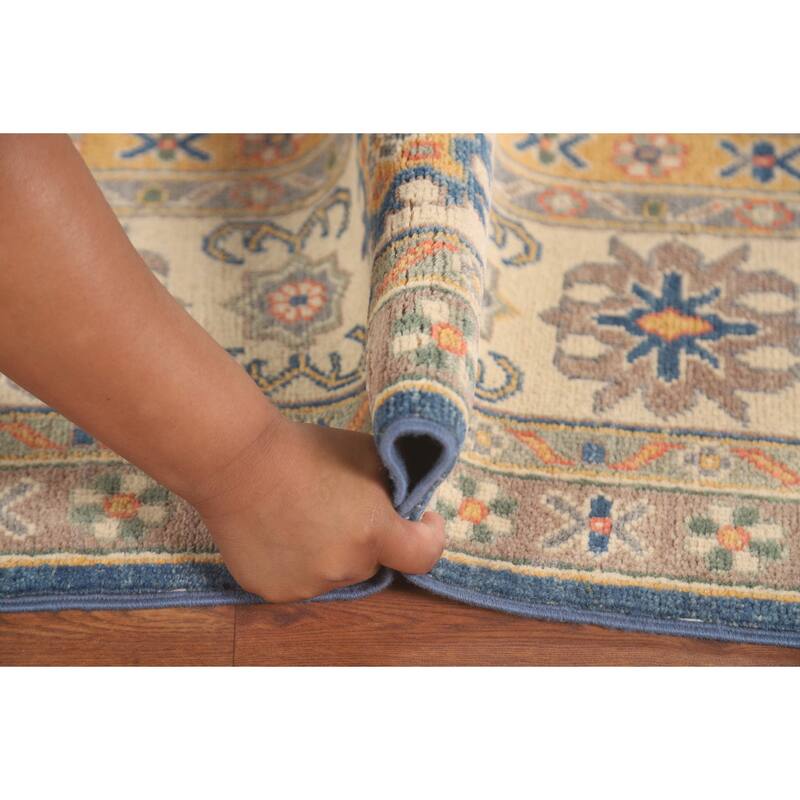 Blue Kazak Living Room Area Rug Handmade Wool Carpet - 6'8" x 9'9"