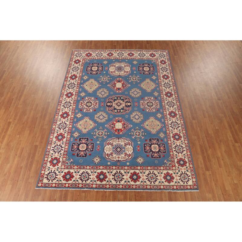 Blue Kazak Rug Hand-Knotted Oriental Wool Carpet - 8'3"x 11'6"