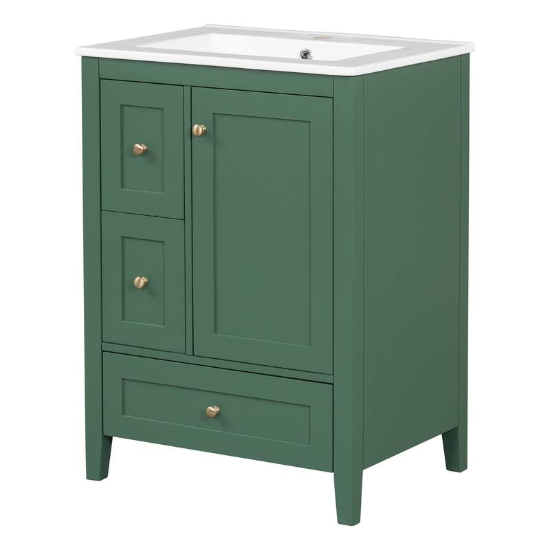 24-Inch Bathroom Vanity with Storage, Adjustable Shelf