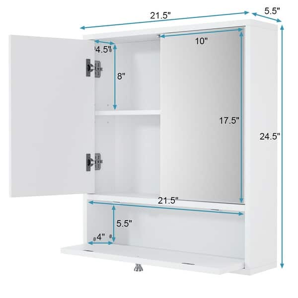Shop Costway Bathroom Cabinet Double Mirror Door Wall Mount