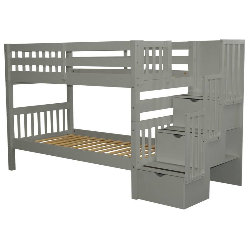 Taylor & Olive Trillium Twin over Twin Stairway Bunk Bed, 3 Steps