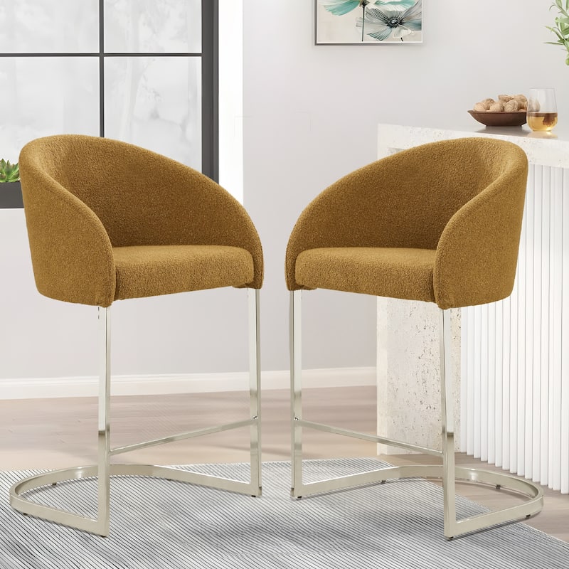 26" Fabric Upholstered Counter Height Bar Stools with Arms - 37" H x 22.4" W x 22" D