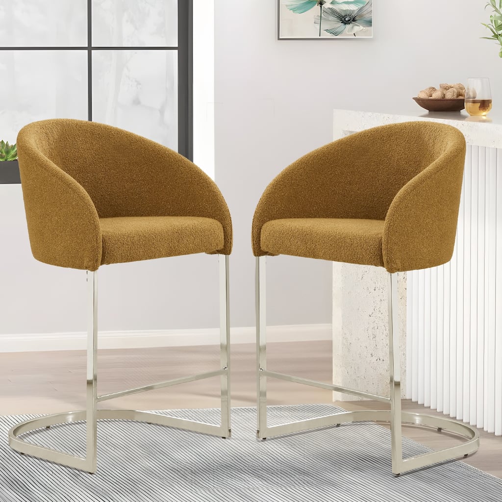 26" Fabric Upholstered Counter Height Bar Stools with Arms - 37" H x 22.4" W x 22" D