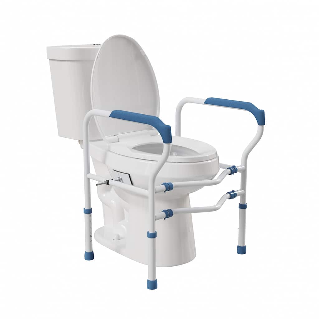 Toilet Safety Frame with Adjustable Width and Height, Anti-Slip Handles and Feet, Capacity up to 300 LBS