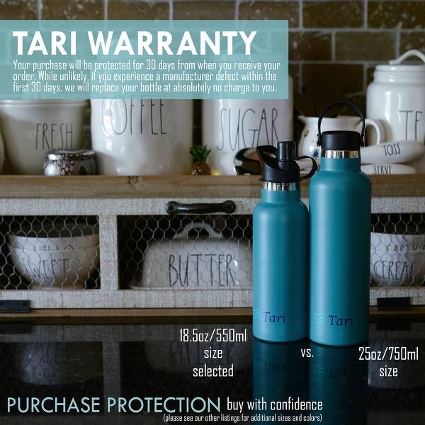 Shop Tari Stainless Steel Bottle Wide Mouth Leakproof Flex Cap Insulated 25 Oz Teal Overstock 28272208