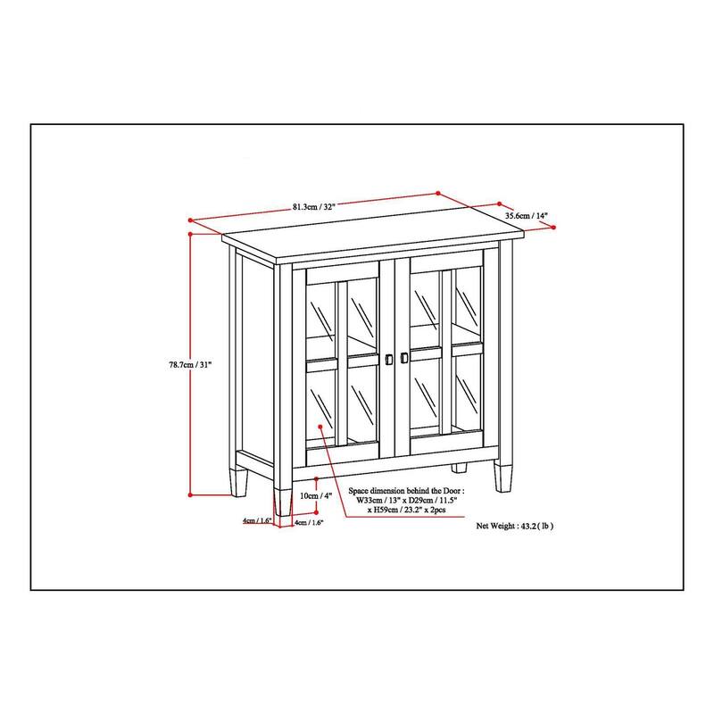 WYNDENHALL Norfolk SOLID WOOD 32 inch Wide Transitional Low Storage Cabinet - 32"w x 14"d x 31" h
