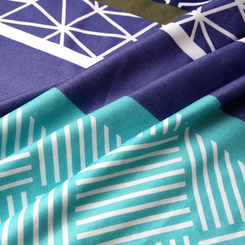 3 Piece Stripe Boho Duvet Cover Set with Zipper Ties On Sale Bed