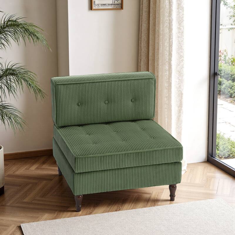 Modular Corduroy Armless Chair Upholstered Lounge Sofa