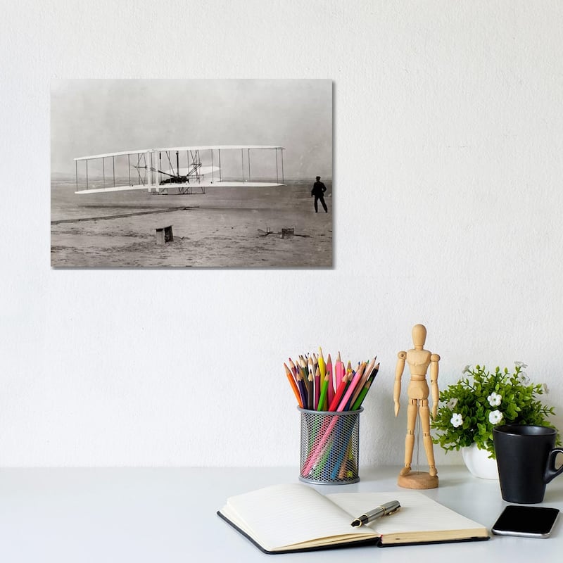 iCanvas "1903 Wright Brothers' Plane Taking Off At Kitty Hawk North Carolina USA" by Vintage Images Canvas Print - 8x12x0.75