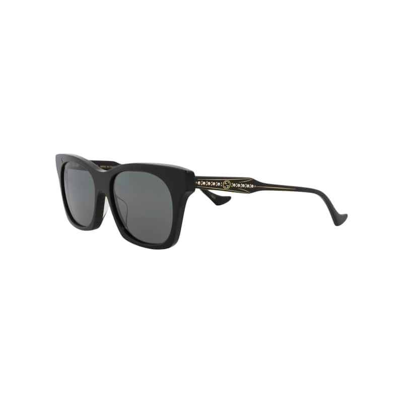 Gucci Cat Eye-Frame Recycled Acetate Sunglasses, Solid Smoke Lens, Shiny Solid Black Frame