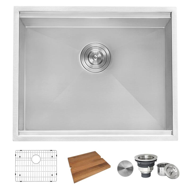Ruvati 21" Workstation Bar Prep Sink Undermount 16 Gauge Ledge Stainless Steel Single Bowl - RVH8307 - 8' x 11'