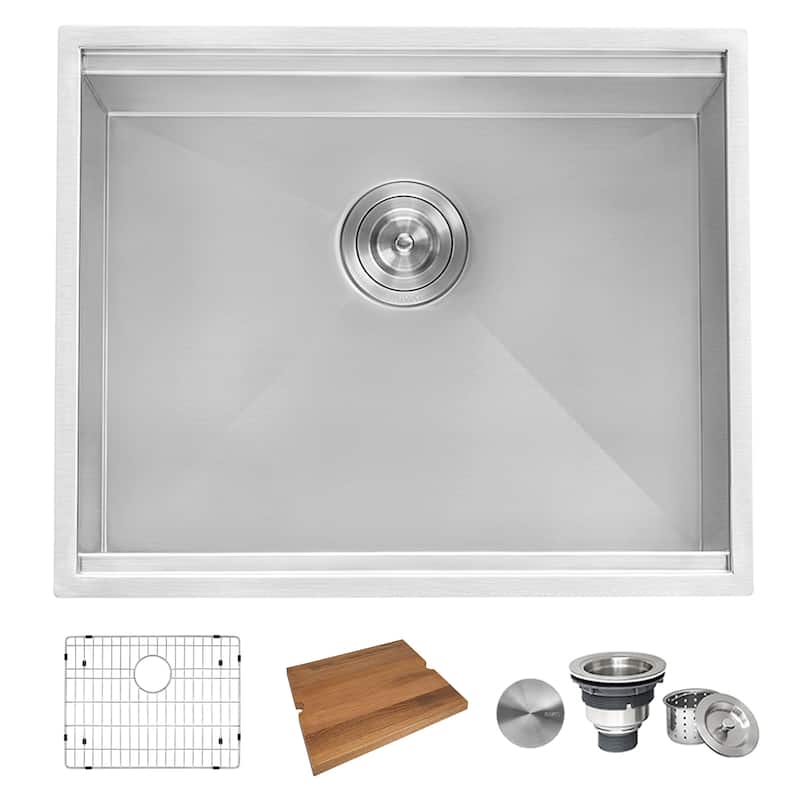 Ruvati 23" Workstation Ledge Bar Prep Kitchen Sink Undermount 16 Gauge Stainless Steel Single Bowl - - 21-3/8? x 16?