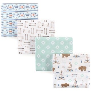 Hudson Baby Infant Boy Cotton Flannel Receiving Blankets, Mint Moose, One Size - Teepee - One Size