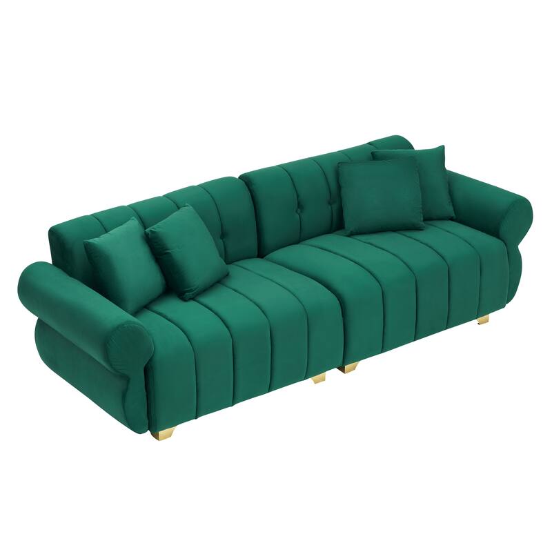 89.37" Velvet Three-Seater Upholstered Sofa