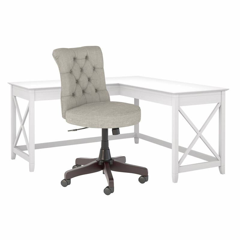 Key West 60W L-Desk with Tufted Office Chair by Bush Furniture