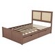 preview thumbnail 19 of 46, Rattan Platform Bed Frame with 4 Storage Drawers and Wooden Rattan Headboard for Kids, No Box Spring Needed