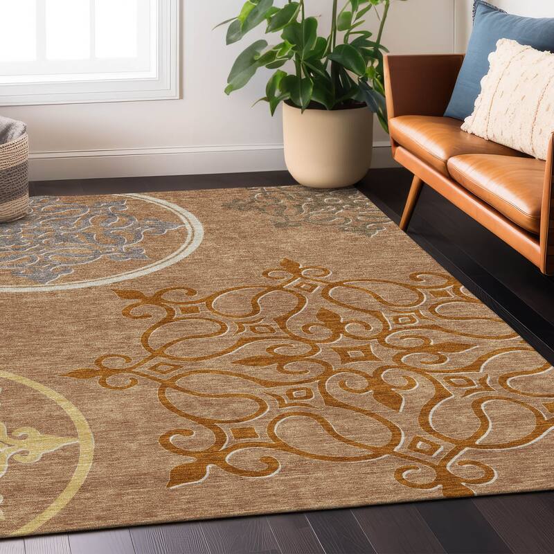 Machine Washable Indoor/ Outdoor Chantille Bold Medallions Rug