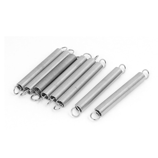 10PCS 67mmx10mmx1.1mm Stainless Steel Dual Hook Tension Spring Silver Tone
