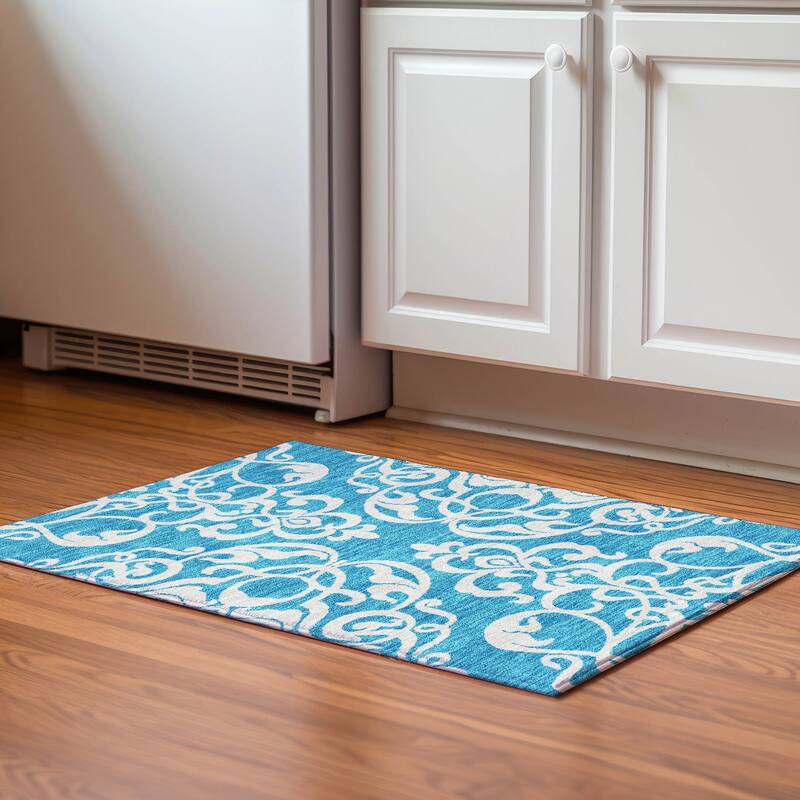 Premium Washable Super Soft Traditional Prince Mayfield Rug - Turquoise - 1'8" x 2'6"