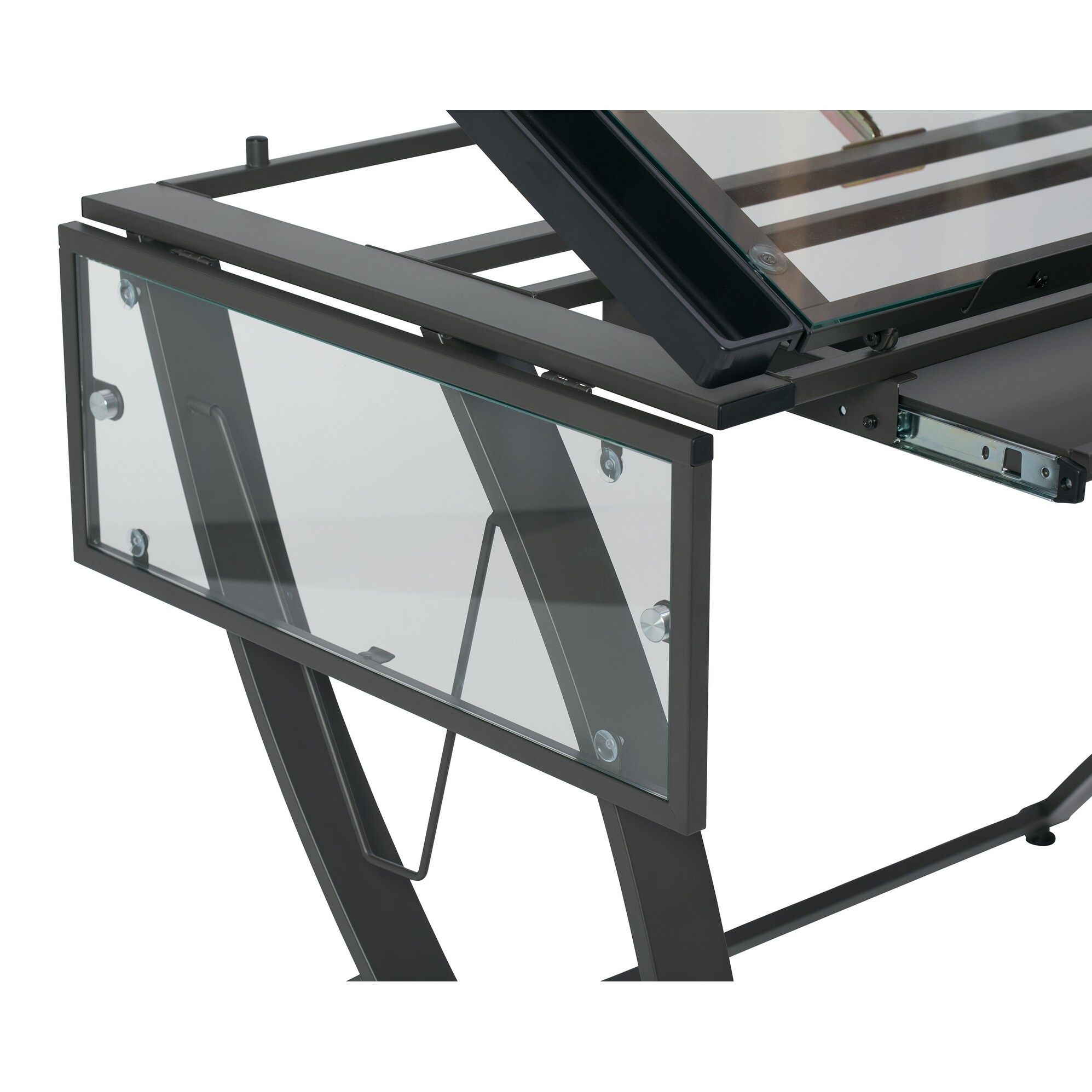 Studio Designs Futura Luxe Black Metal and Glass Crafting Table 