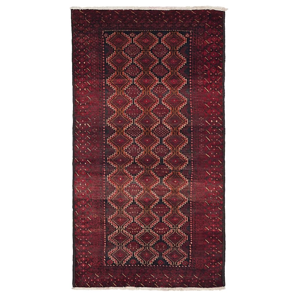 ECARPETGALLERY Hand-knotted Teimani Black, Red Wool Rug - 3'3 x 6'3
