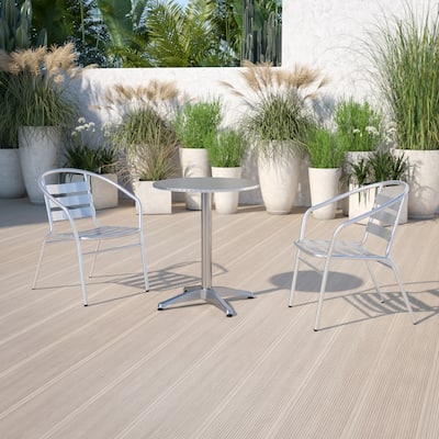 27.5" Round Aluminum Smooth Top Indoor-Outdoor Table with Base