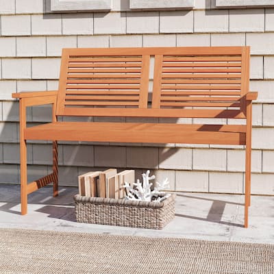 2-Person Heavy Duty Patio Loveseat Chair Outdoor Wood Bench