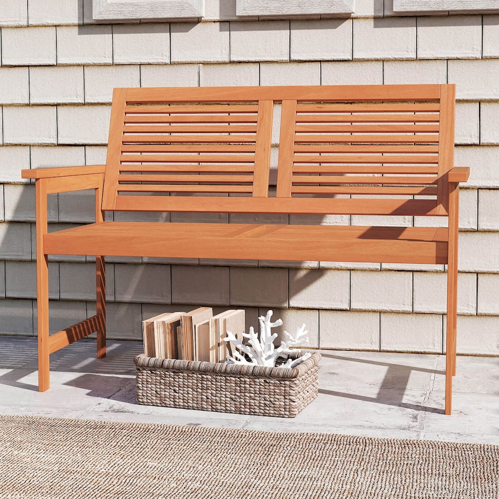 2-Person Heavy Duty Patio Loveseat Chair Outdoor Wood Bench