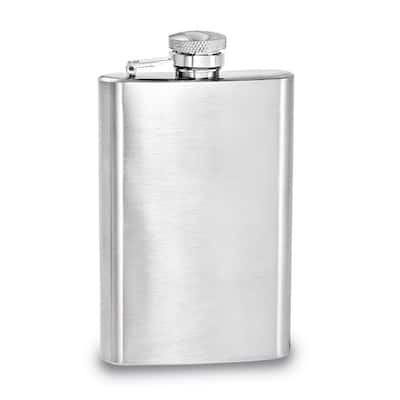 Curata Brushed Stainless Steel 4 Ounce Rectangle Flask with Funnel