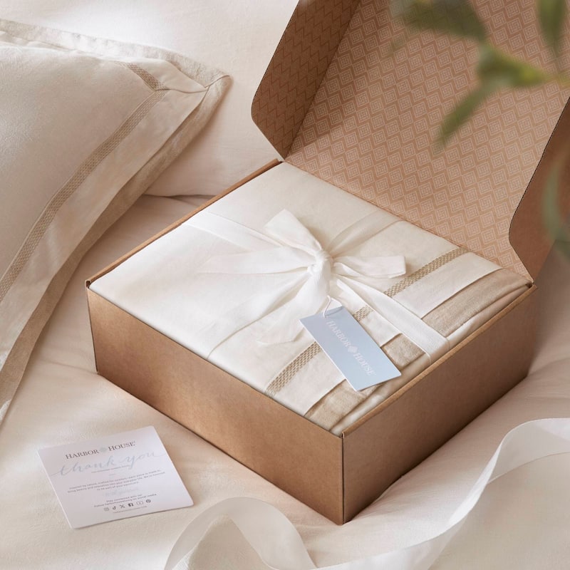 Harbor House Linen Blend Double Flange Duvet Cover Set