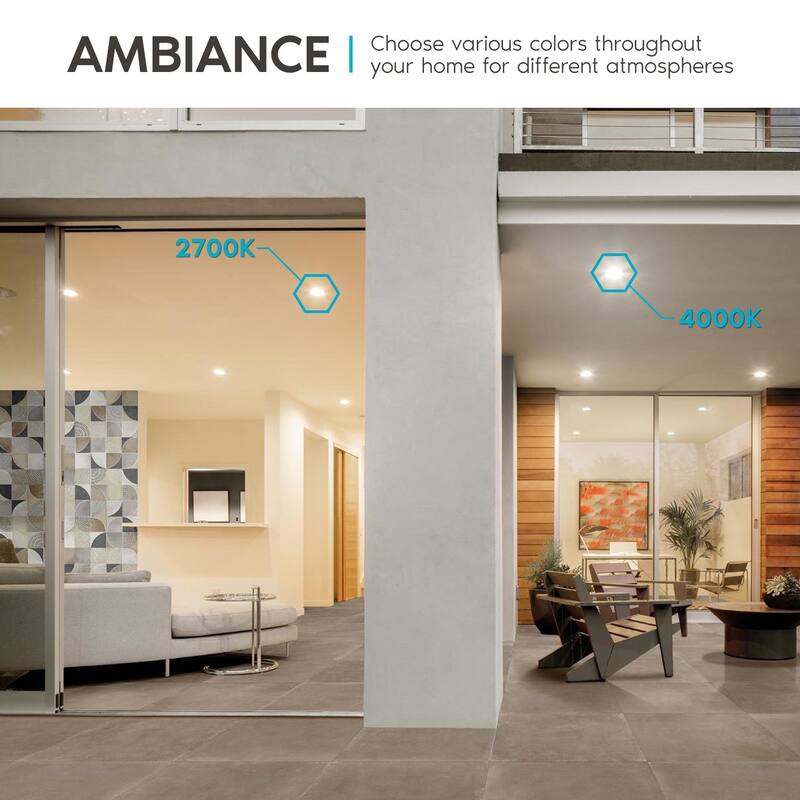 Luxrite 6" Square LED Recessed Lighting, Color Temperature Selectable 2700K / 3000K / 3500K / 4000K / 5000K, 4-Pack