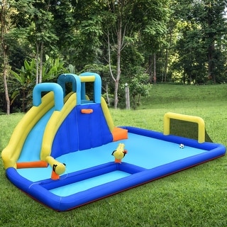 6-in-1 Inflatable Water Slide Jumping House without Blower - Multi - 207" x 147" x 80" (L x W x H)