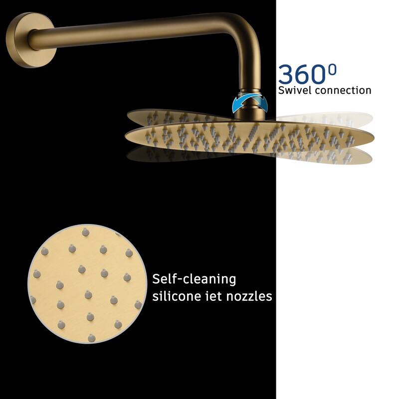 1-Spray Pattern Round 10-inch Wall Mount Shower System with Tub Faucet