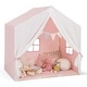 preview thumbnail 1 of 8, Costway Kid's Play Tent Toddler Playhouse Castle Solid Wood Frame with - See Details Pink - See Details - Kids