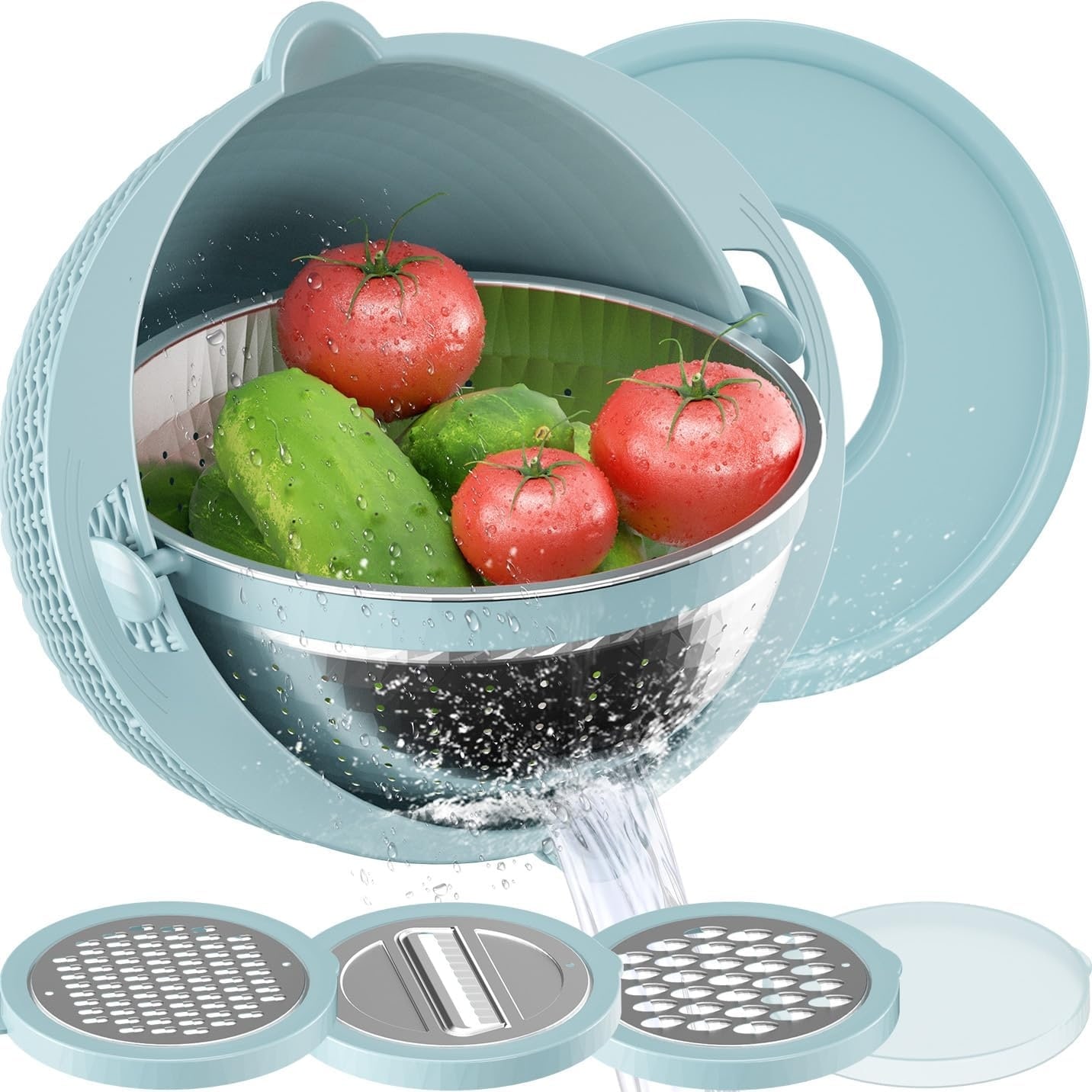 Stainless Steel Colander with Plastic Mixing Bowl