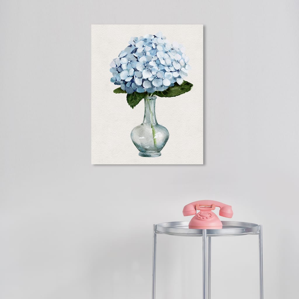 Wynwood Studio Canvas Floral and Botanical Contemporary Blue Floral Blue and Traditional Wall Art Canvas Print