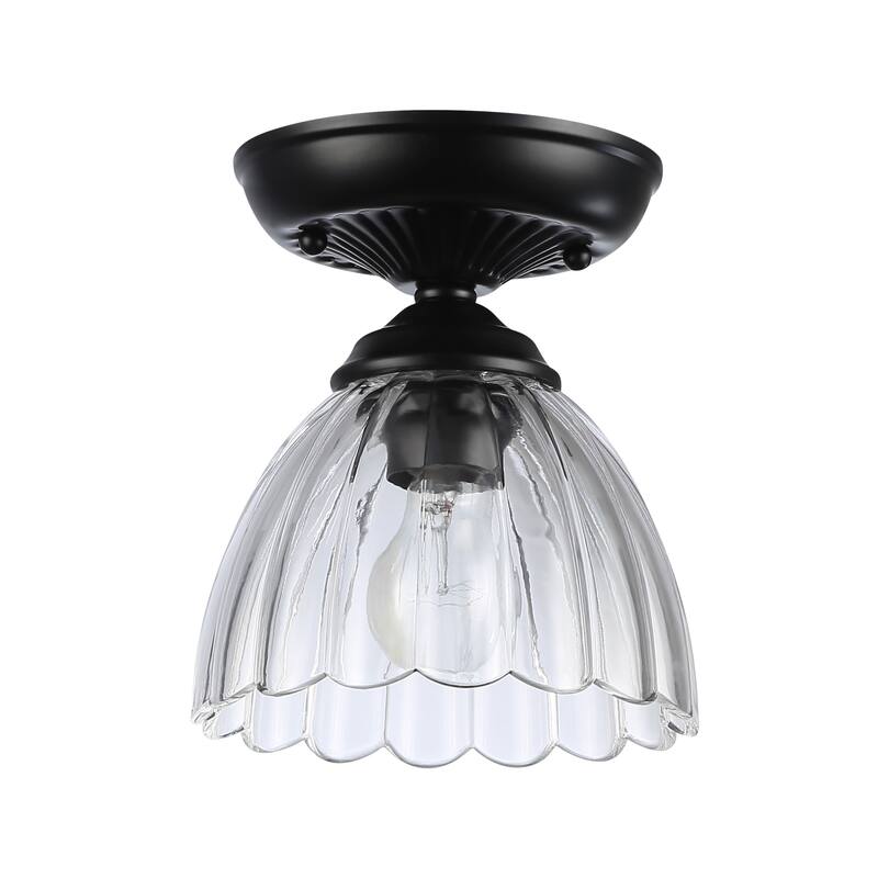 Golden Lighting Audra 1-light 7in Semi-Flush Mount in Matte Black - Matte Black - 1-Light 7" Semi-flush