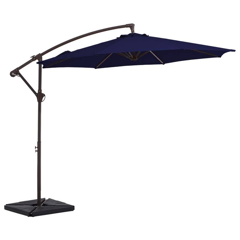 10 ft Steel Crank-lift Cantilever Umbrella With Weighted Base