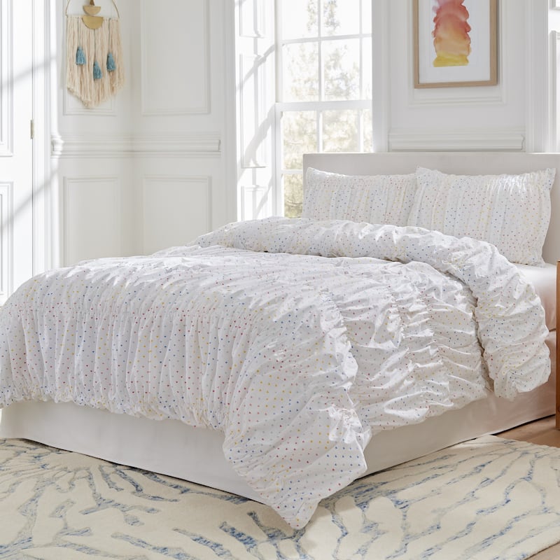 Lullaby Bedding Tiny Hearts Ruffled Cotton Duvet Set