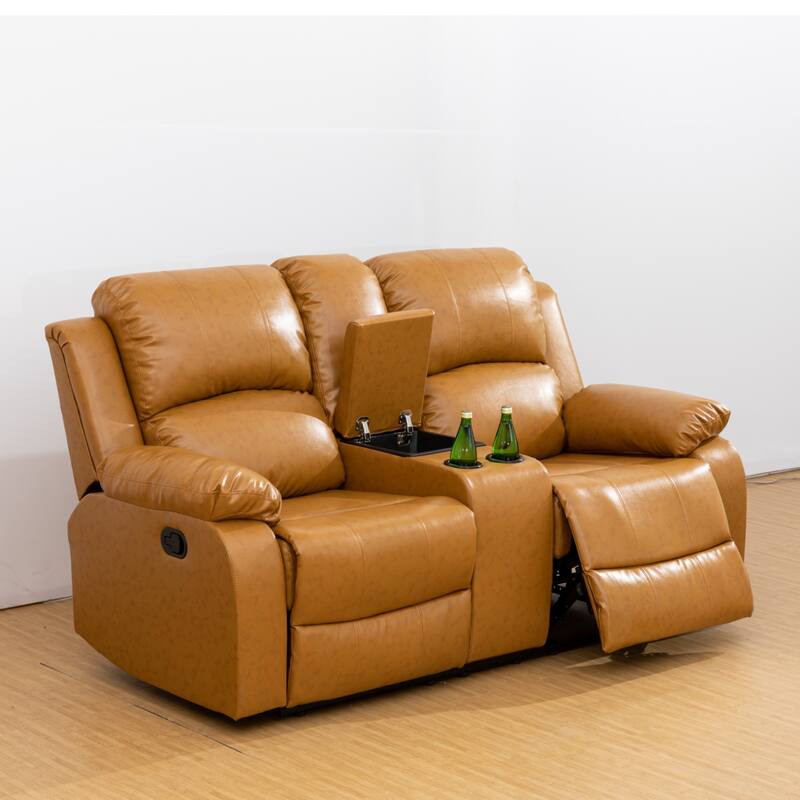 KISRAIS 73.5" Wide Faux Leather Manual Reclining Loveseat